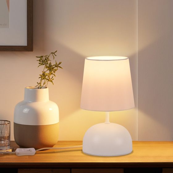 NETTLIFE Sängbordslampa med sladd Vit tygbordslampa Modern sovrumssängbordslampa med sladd Utan glödlampa