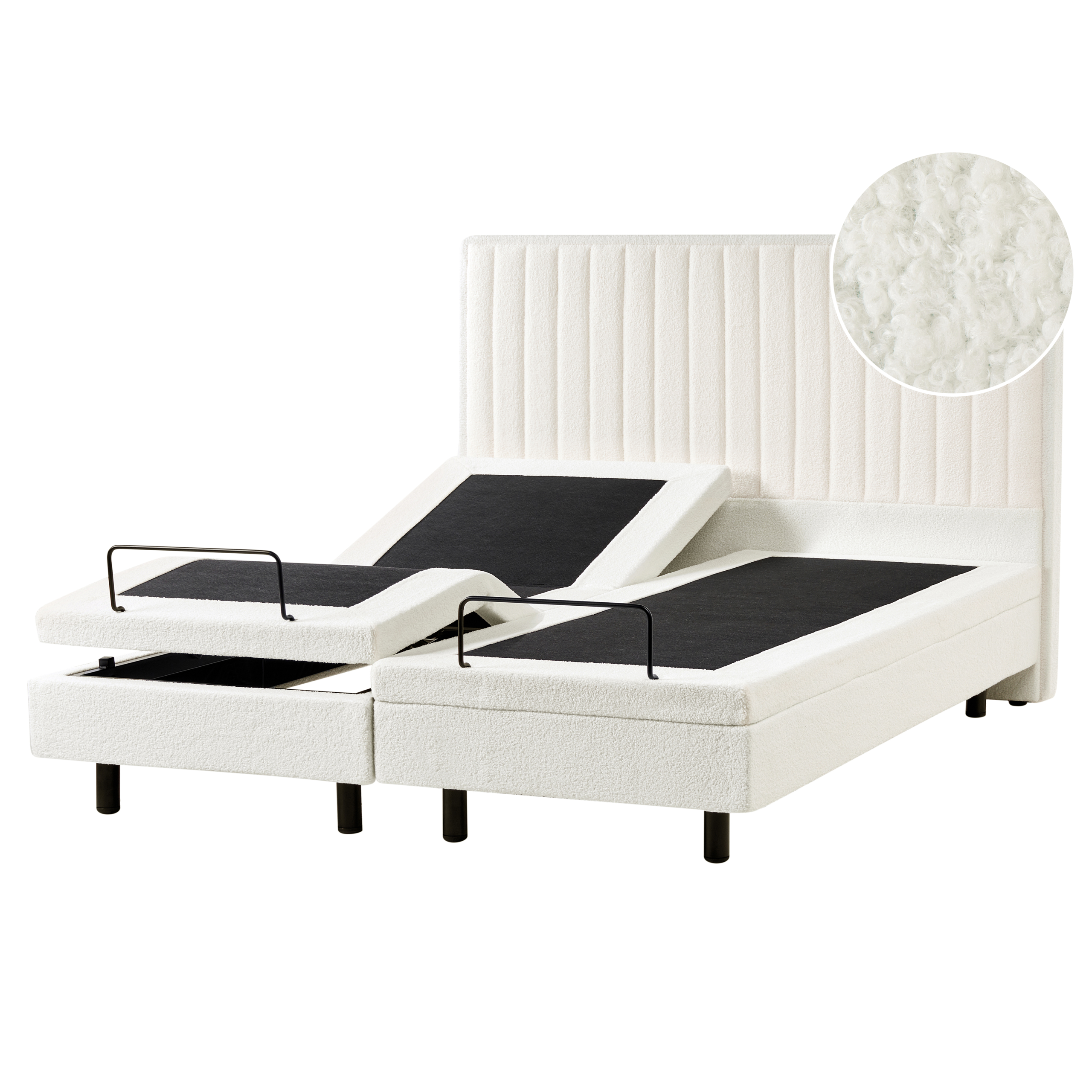 Justerbar säng Bouclé CASTELLAN 160 x 200 cm Off-White