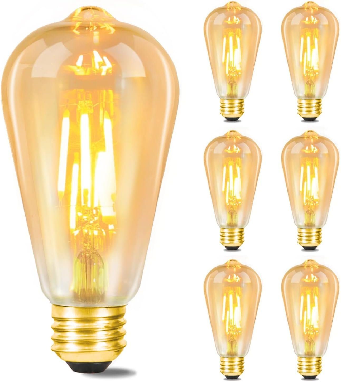 NETTLIFE 6 st E27 LED-lampor varmvita retrostil Edison-lampa 2200K ST64 antik lampa energibesparande 4