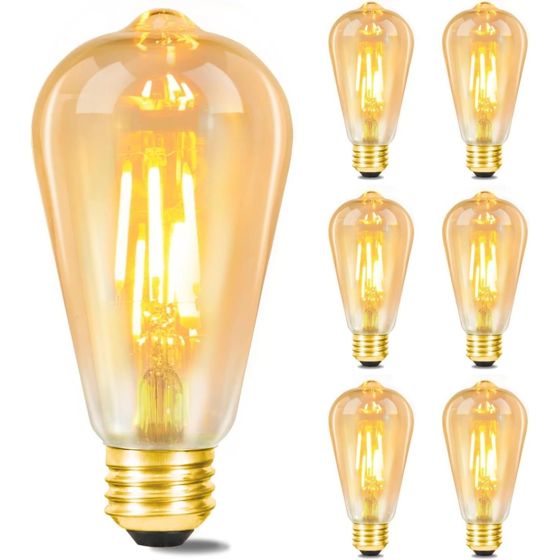 NETTLIFE 6 st E27 LED-lampor varmvita retrostil Edison-lampa 2200K ST64 antik lampa energibesparande 4