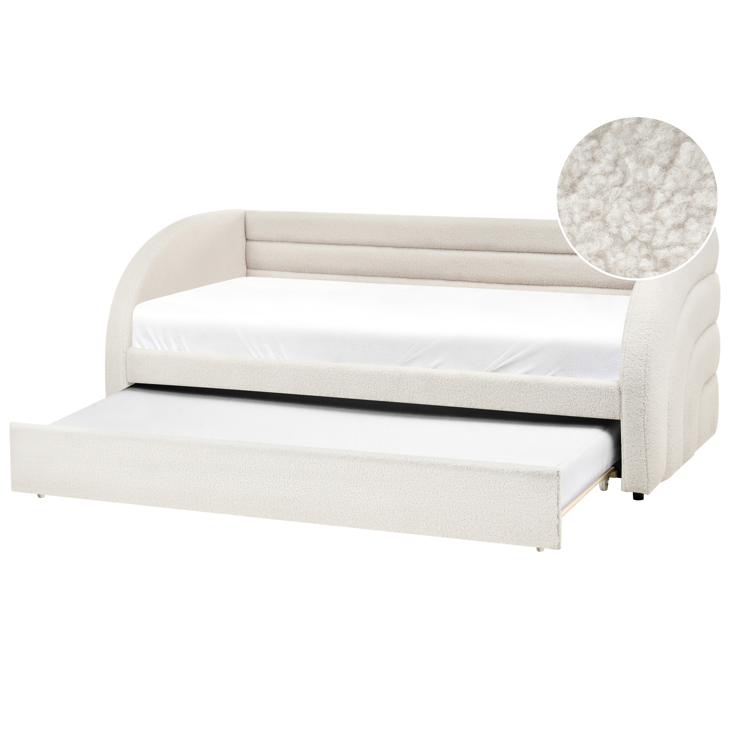 Utdragbar säng Bouclé ALBIAC 90 x 200 cm Vit