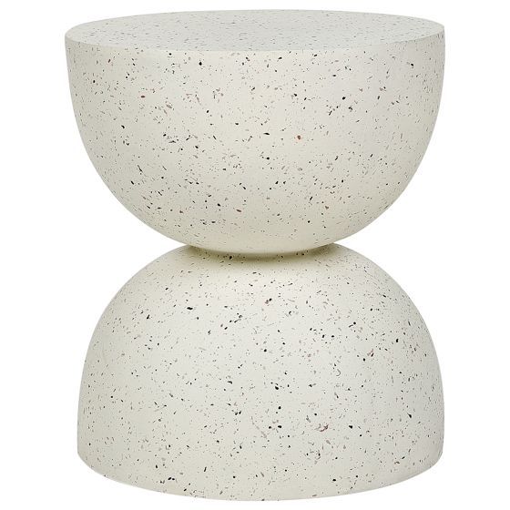 Sidobord CAORIA 40 cm 40 cm Terrazzoeffekt Off-White