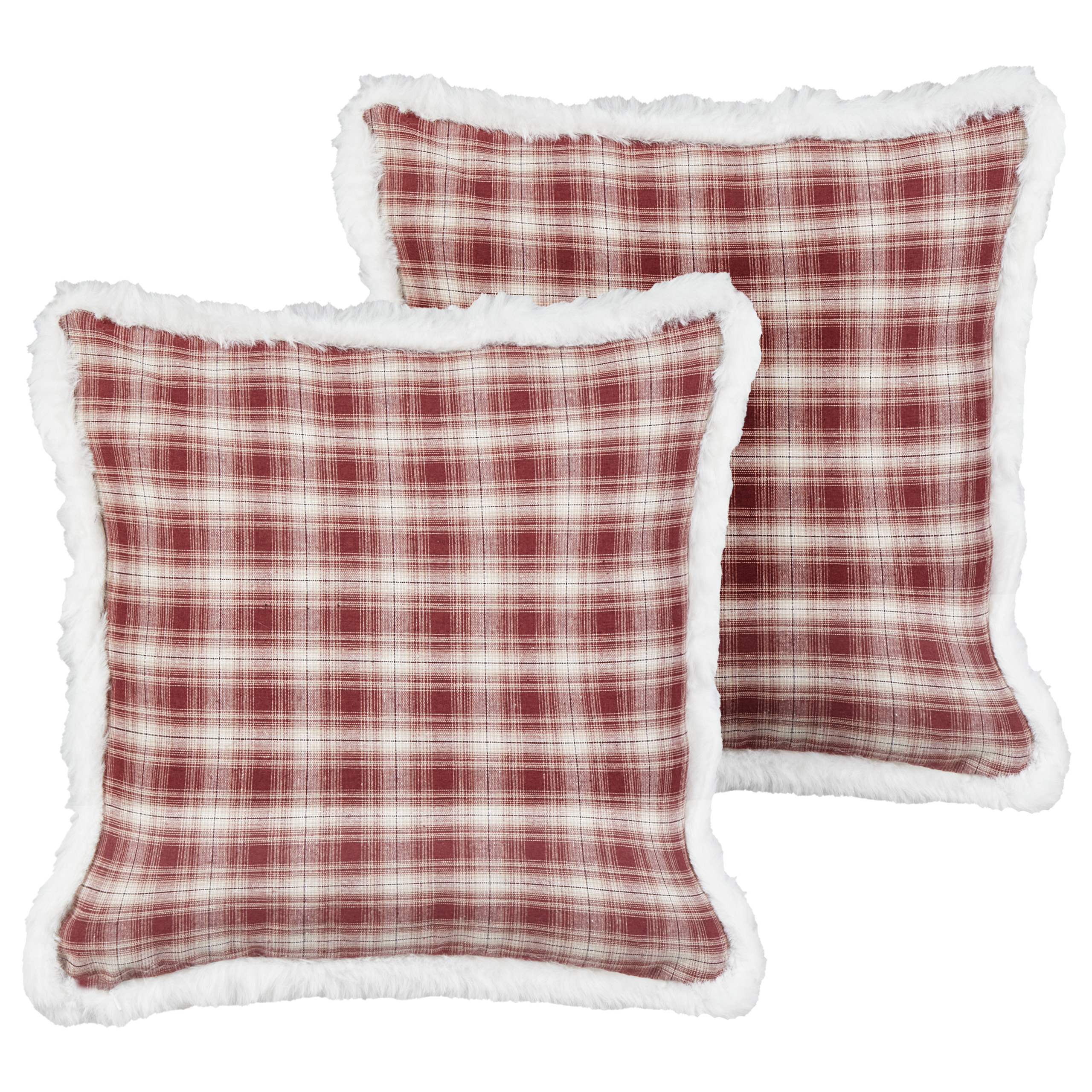 Set med 2 prydnadskuddar BROOKIES 45 x 45 cm Mörkröd Julmotiv