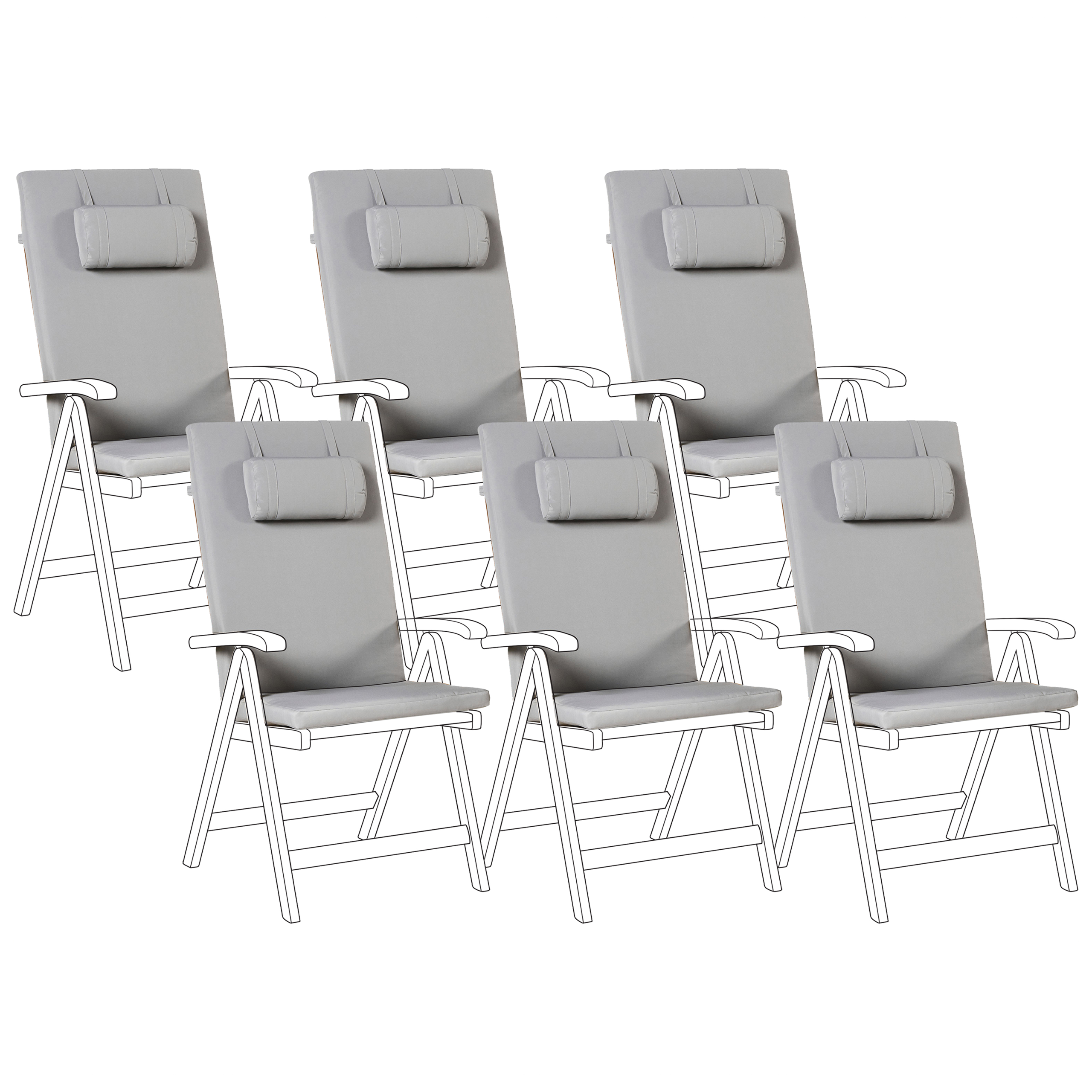Set med 6 rygg-/sittdynor JAVA/AMANTEA PREMIUM 50 x 71 cm Ljusgrå