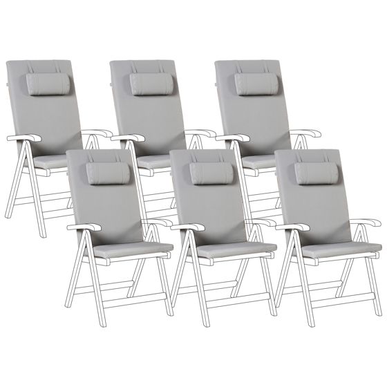 Set med 6 rygg-/sittdynor JAVA/AMANTEA PREMIUM 50 x 71 cm Ljusgrå