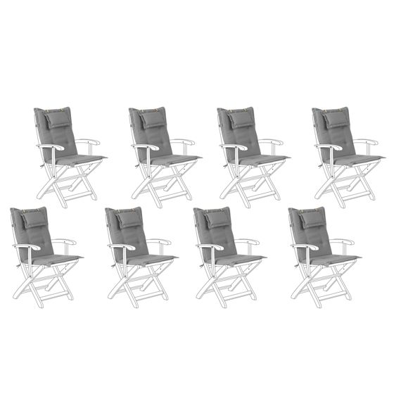 Set med 8 rygg-/sittdynor MAUI 40 x 54 cm Grå