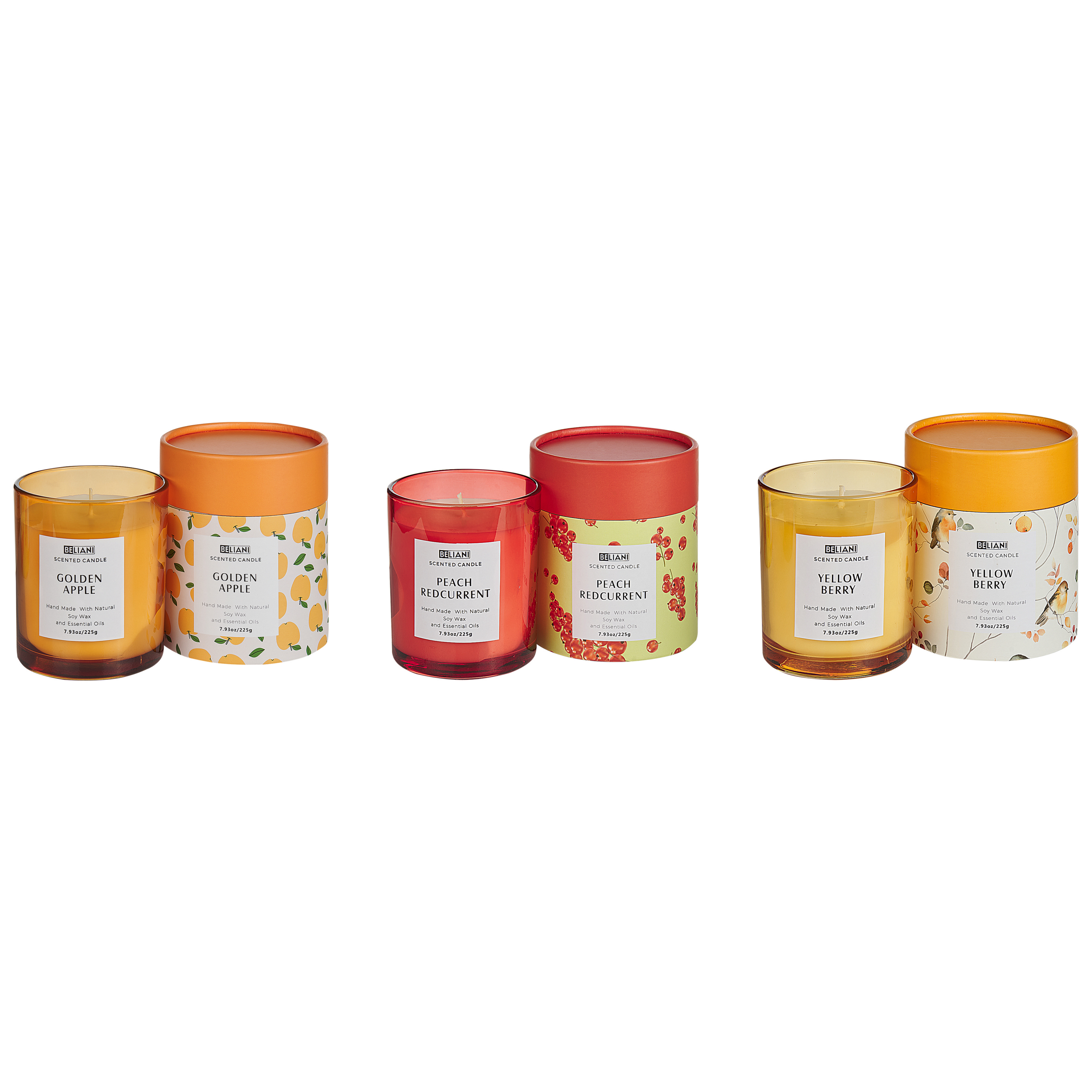 Doftljus 3-pack COLORFUL BARREL Sojavax Fruktiga doftnoter