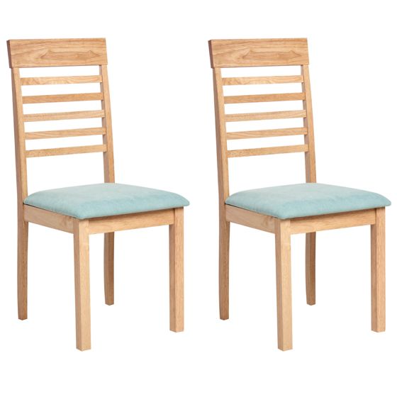 Set med 2 matstolar ORTLEY Trä Ljusbrun/ Mint