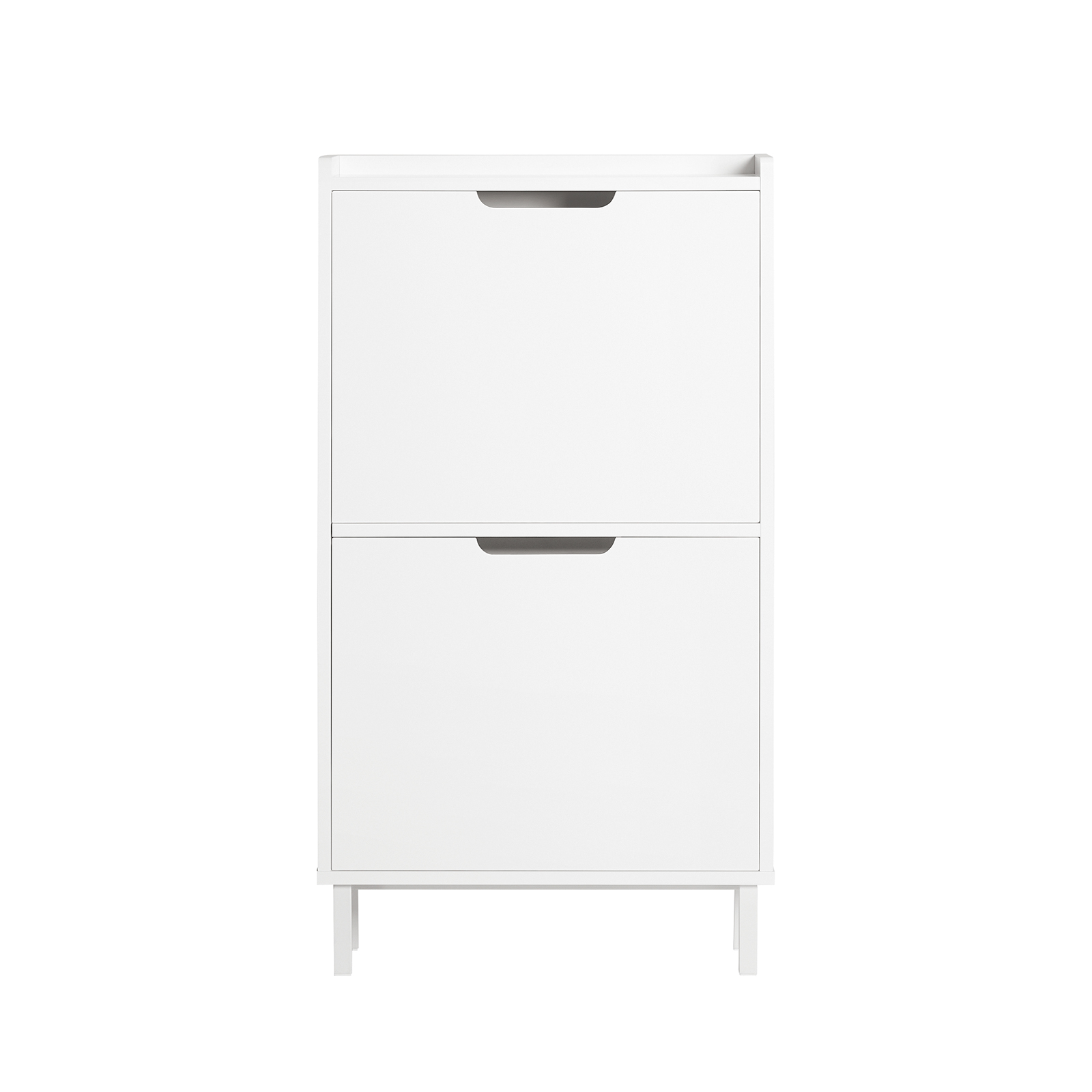 Sobuy skoskåp smalt hög-smalt personal 2 fack skhyll okförvaring-shoe skåp 4 par, stabil MDF-metall, för hall, modern vit, modell FSR151-W