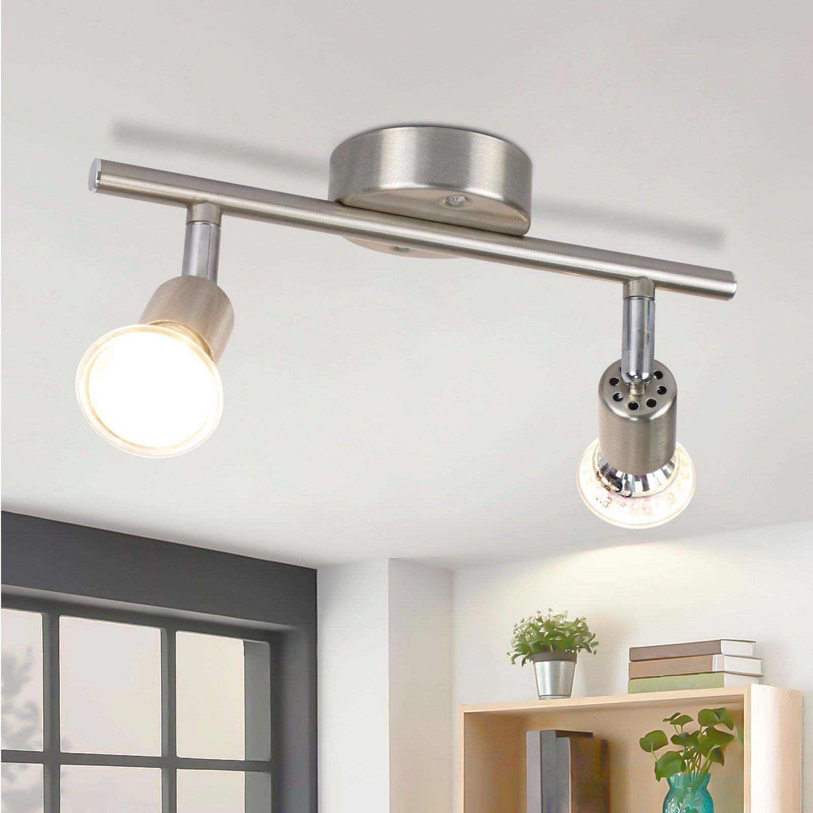 NETTLIFE justerbar LED-takspotlight GU10 2-flammiga justerbara industriella vardagsrumsspotlights