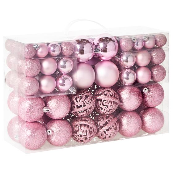 Set med 100 julgranskulor VANERN Rosa