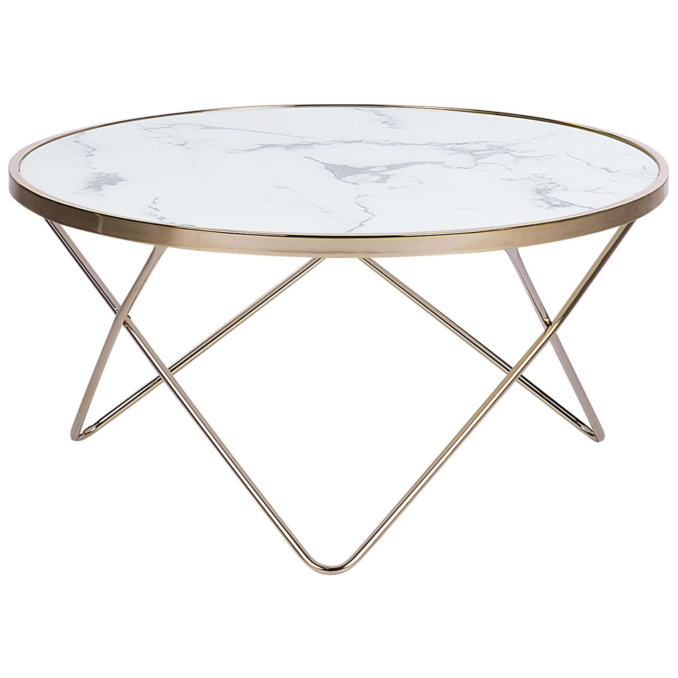 Soffbord MERIDIAN Härdat glas Marmor/ Guld