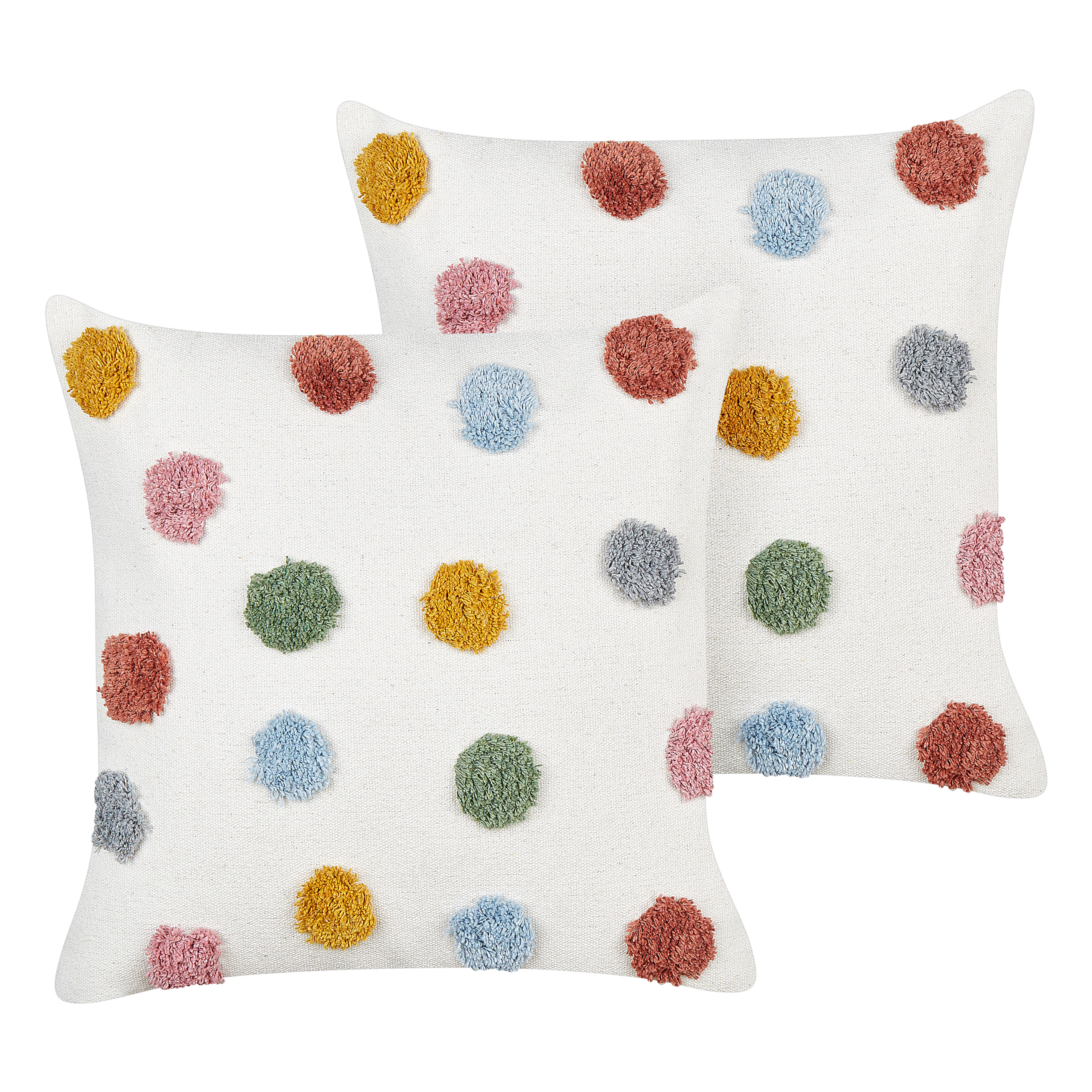 Set med 2 prydnadskuddar WALLFLOWER 45 x 45 cm Bomull Vit