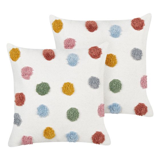 Set med 2 prydnadskuddar WALLFLOWER 45 x 45 cm Bomull Vit