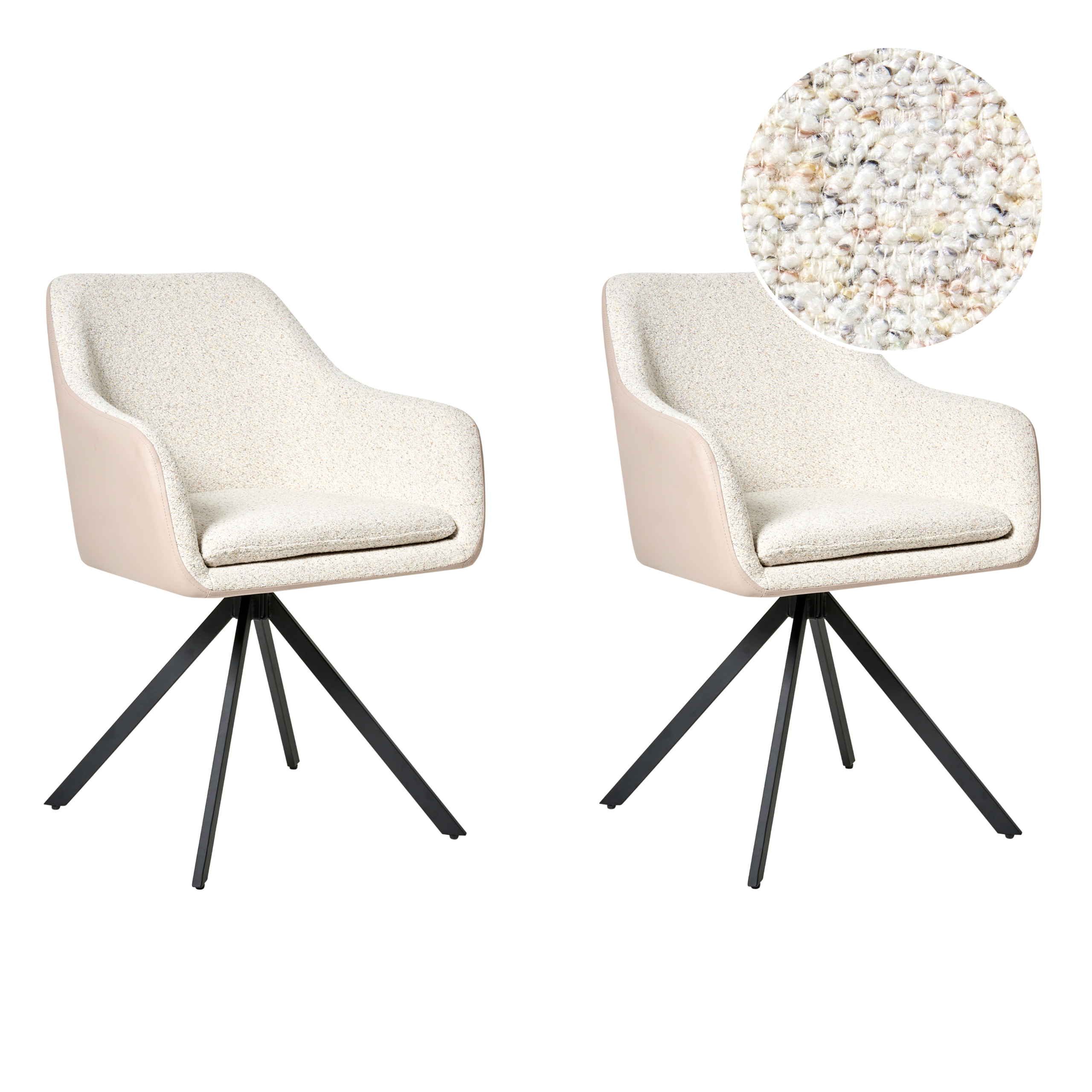 Set med 2 matstolar LITHIA Bouclé Ljusbeige