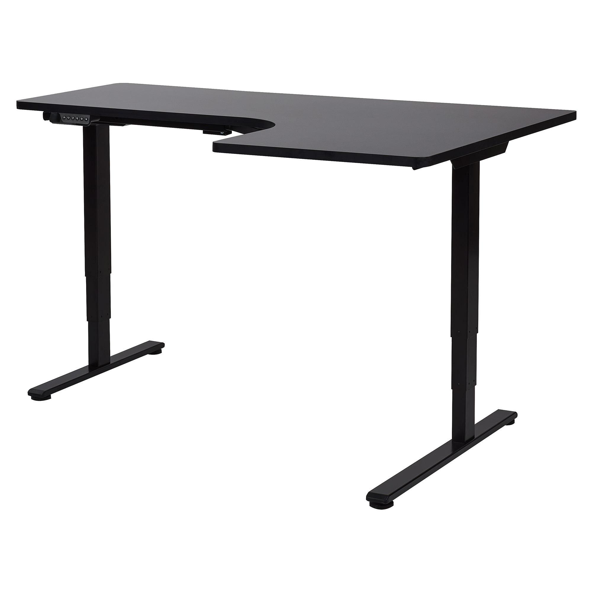 Elektriskt justerbart hörnskrivbord DESTINES 160 cm 109 cm Svart Högervänd