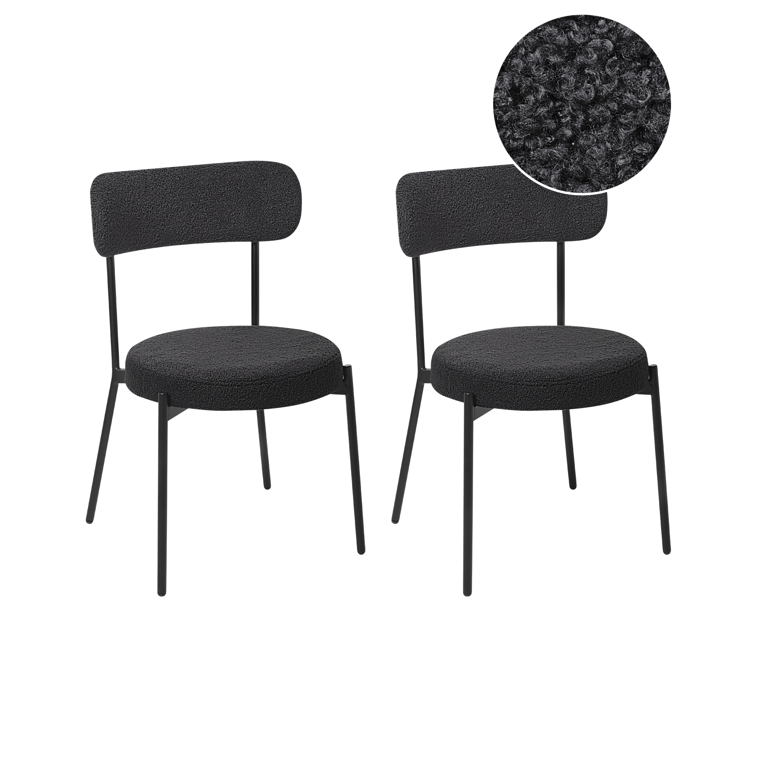 Set med 2 matstolar ALLISON Bouclé Svart