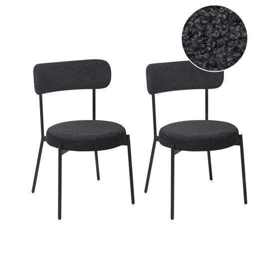 Set med 2 matstolar ALLISON Bouclé Svart