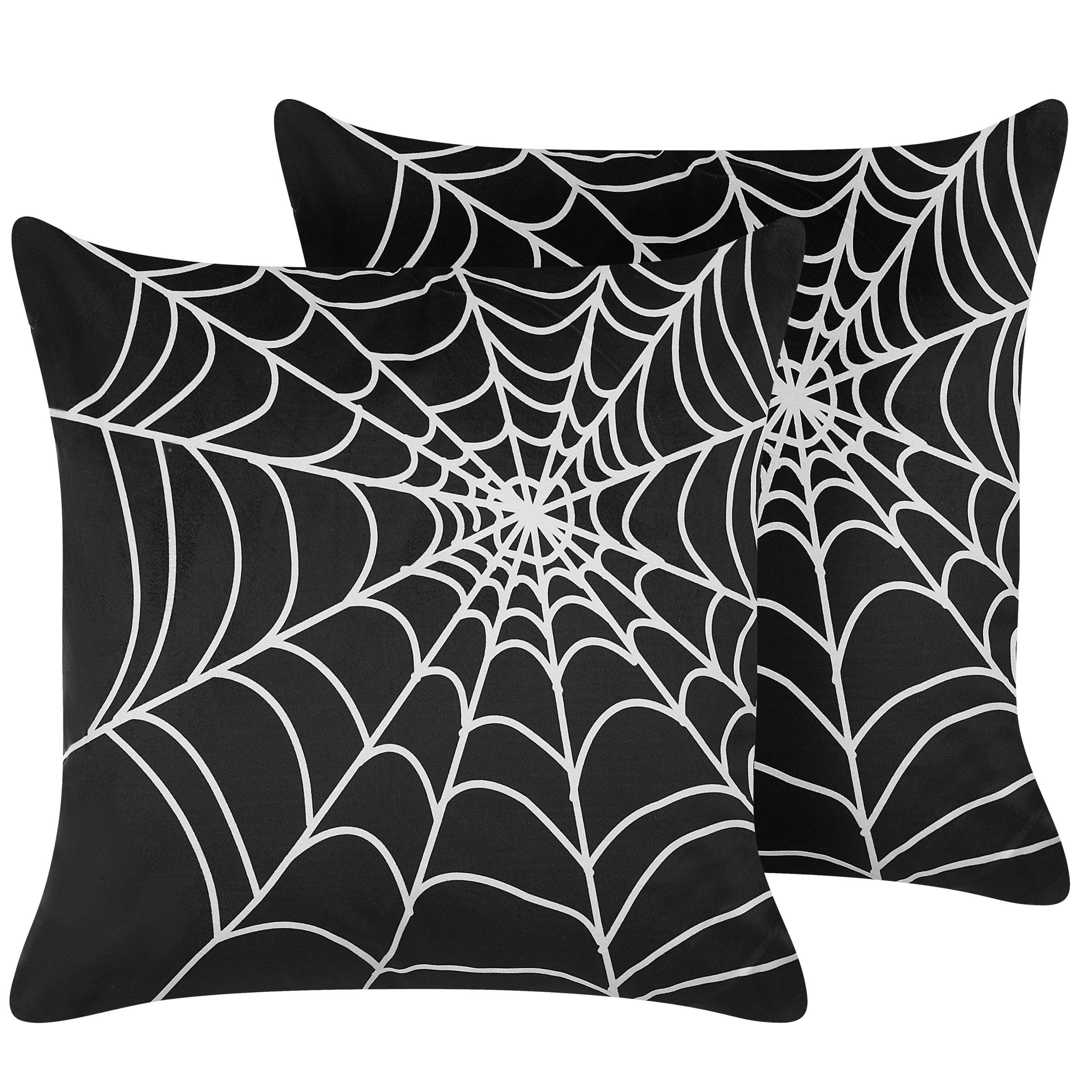 Set med 2 prydnadskuddar LYCORIS 45 x 45 cm Sammet Svart Abstrakt tryck