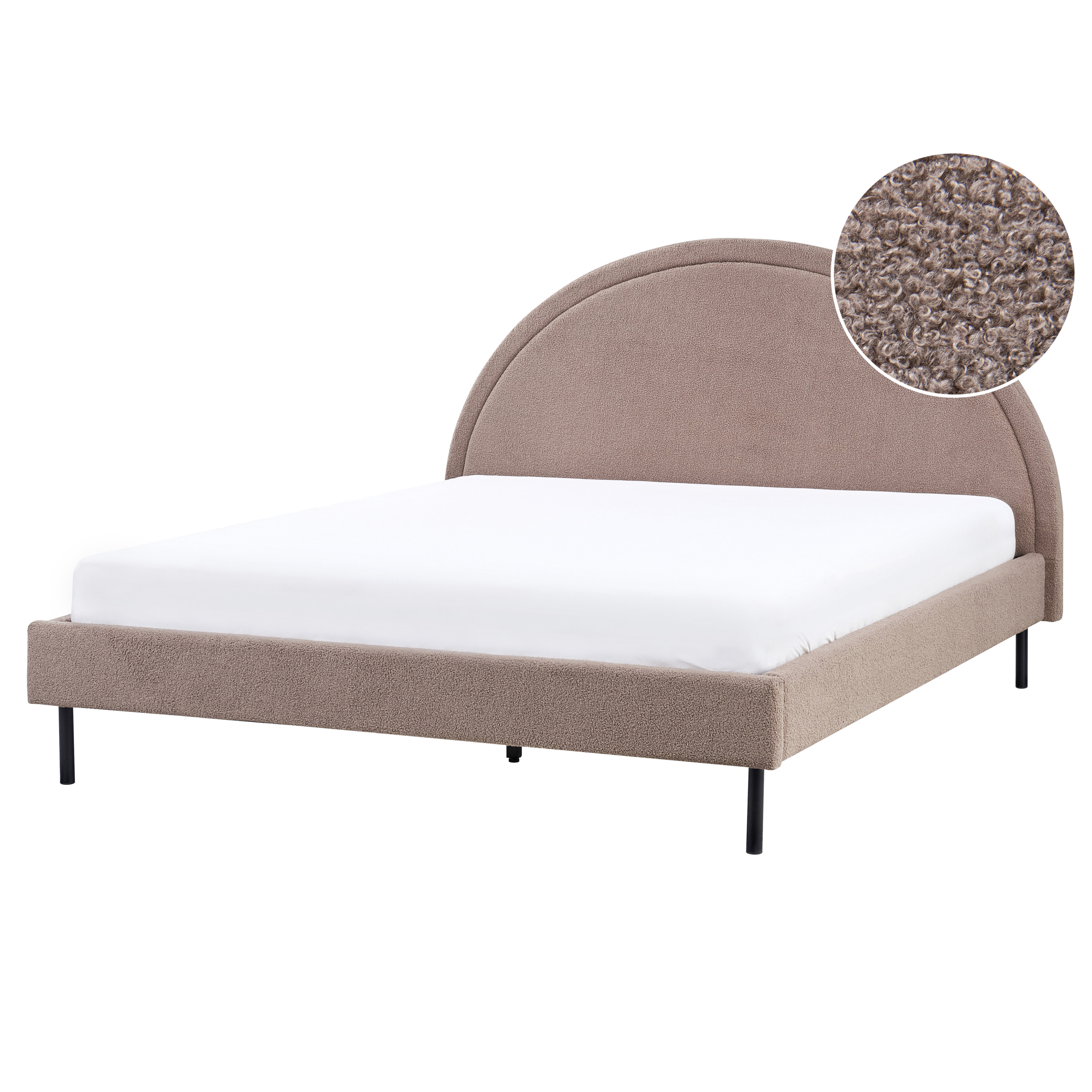 Säng med lamellram Bouclé MARGUT 160 x 200 cm Taupe