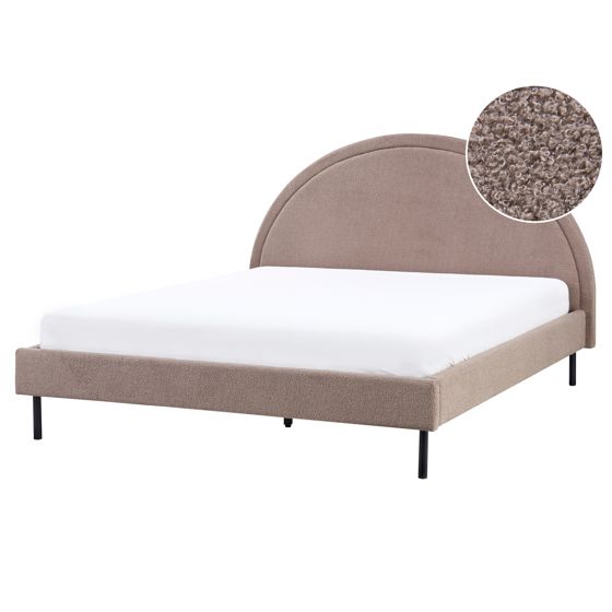 Säng med lamellram Bouclé MARGUT 160 x 200 cm Taupe