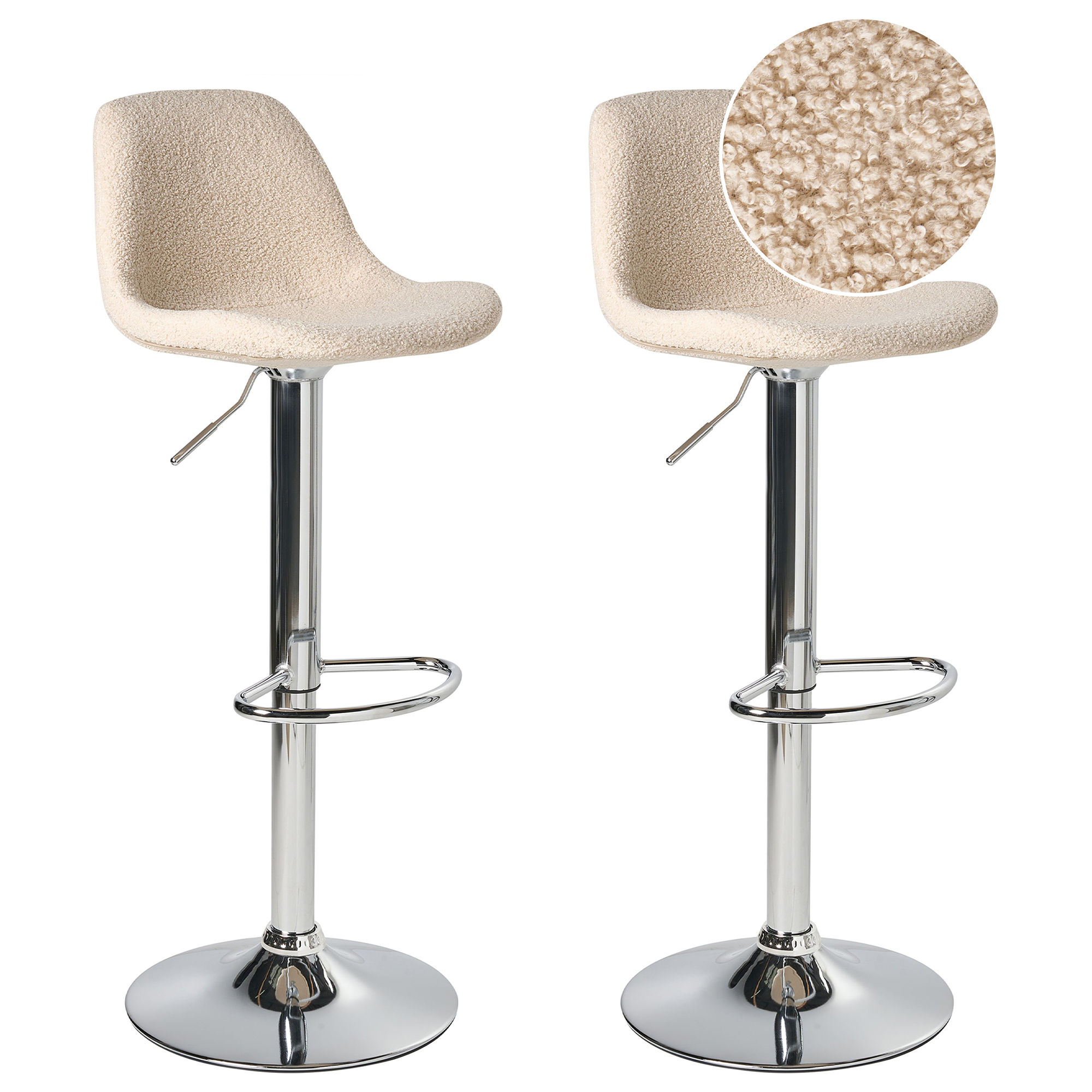 Set med 2 barstolar KAHLA Vridbar Bouclé Ljusbeige