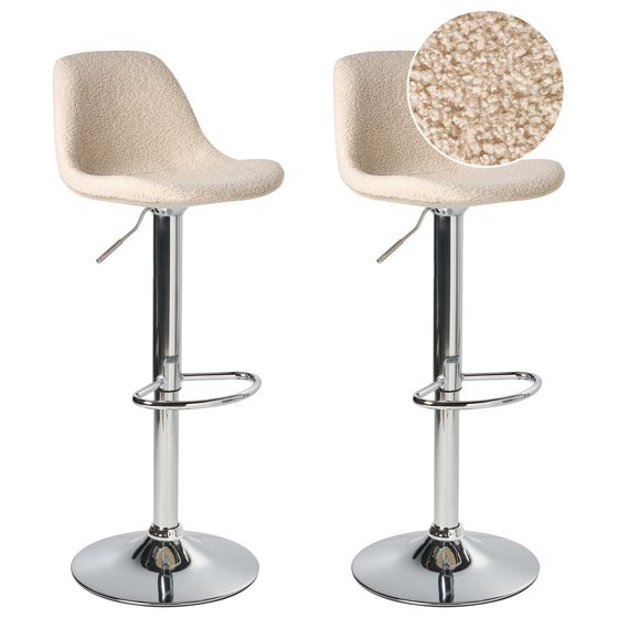 Set med 2 barstolar KAHLA Vridbar Bouclé Ljusbeige