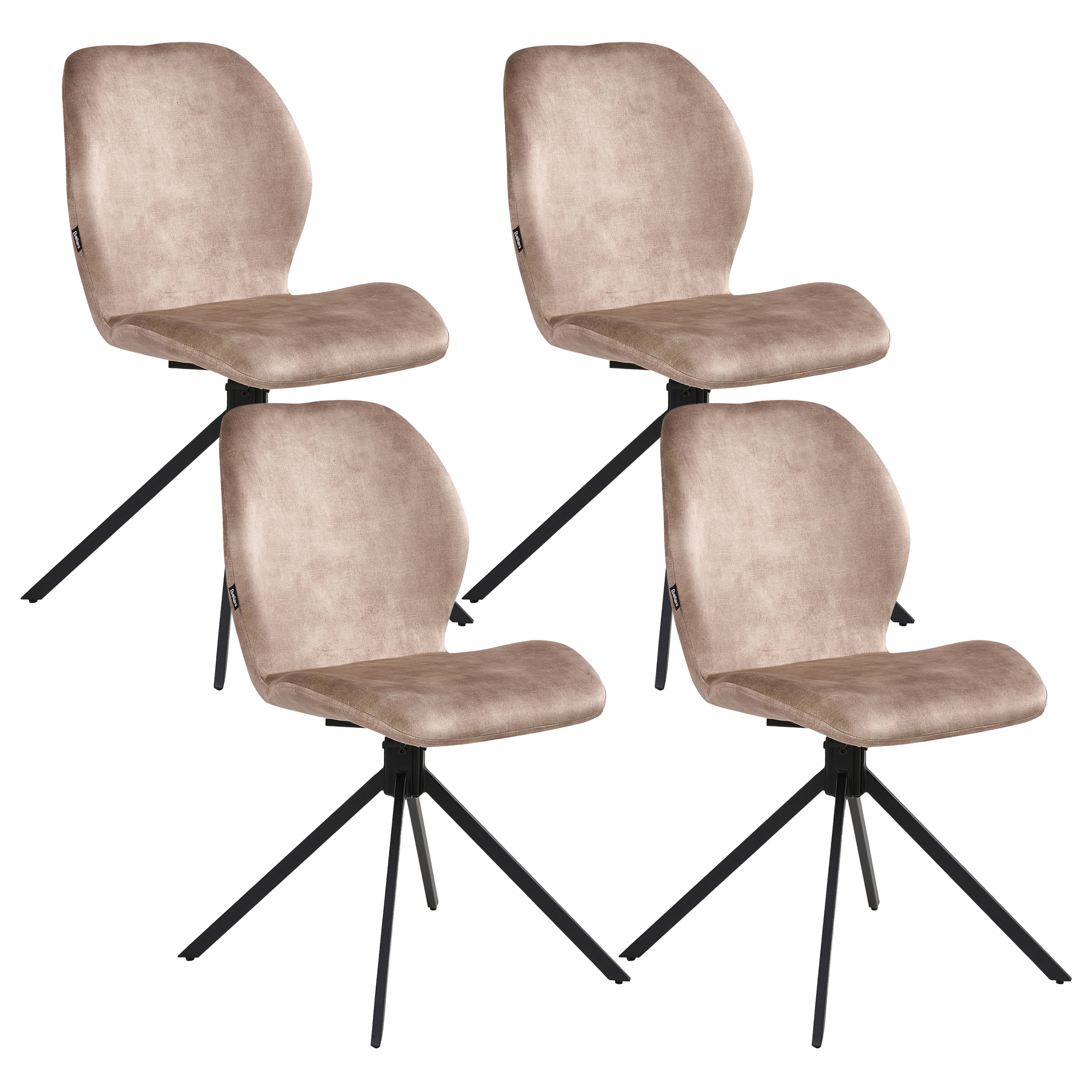 Set med 4 matstolar Vridbar MORRISON Sammet Beige