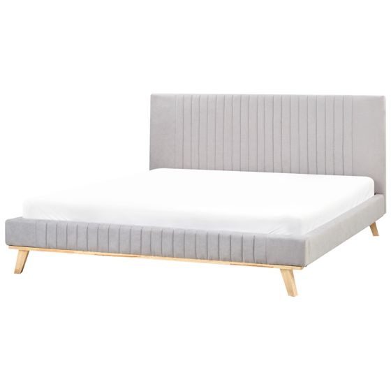 Säng med lamellram Chenille TALENCE 180 x 200 cm Ljusgrå