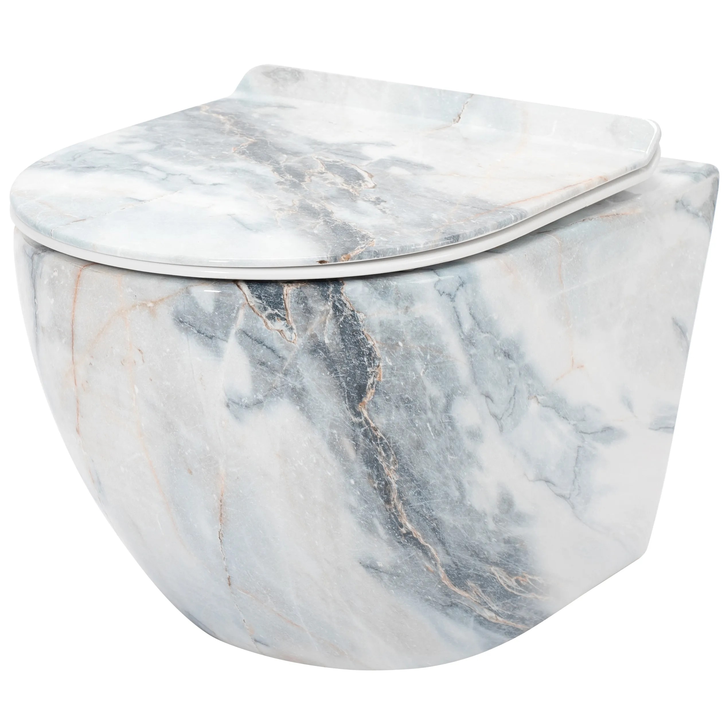 REA Vägghängd Toalettstol CARLOS DUROPLAST/SLIM/ZM GRANIT SHINY Grå, 49,5x37x32cm