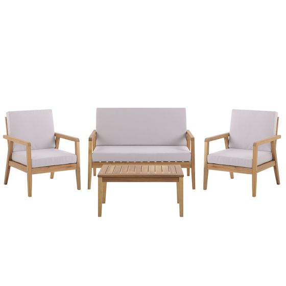 Trädgårdssoffgrupp med bord 4-sits PALLANO Akaciaträ Taupe