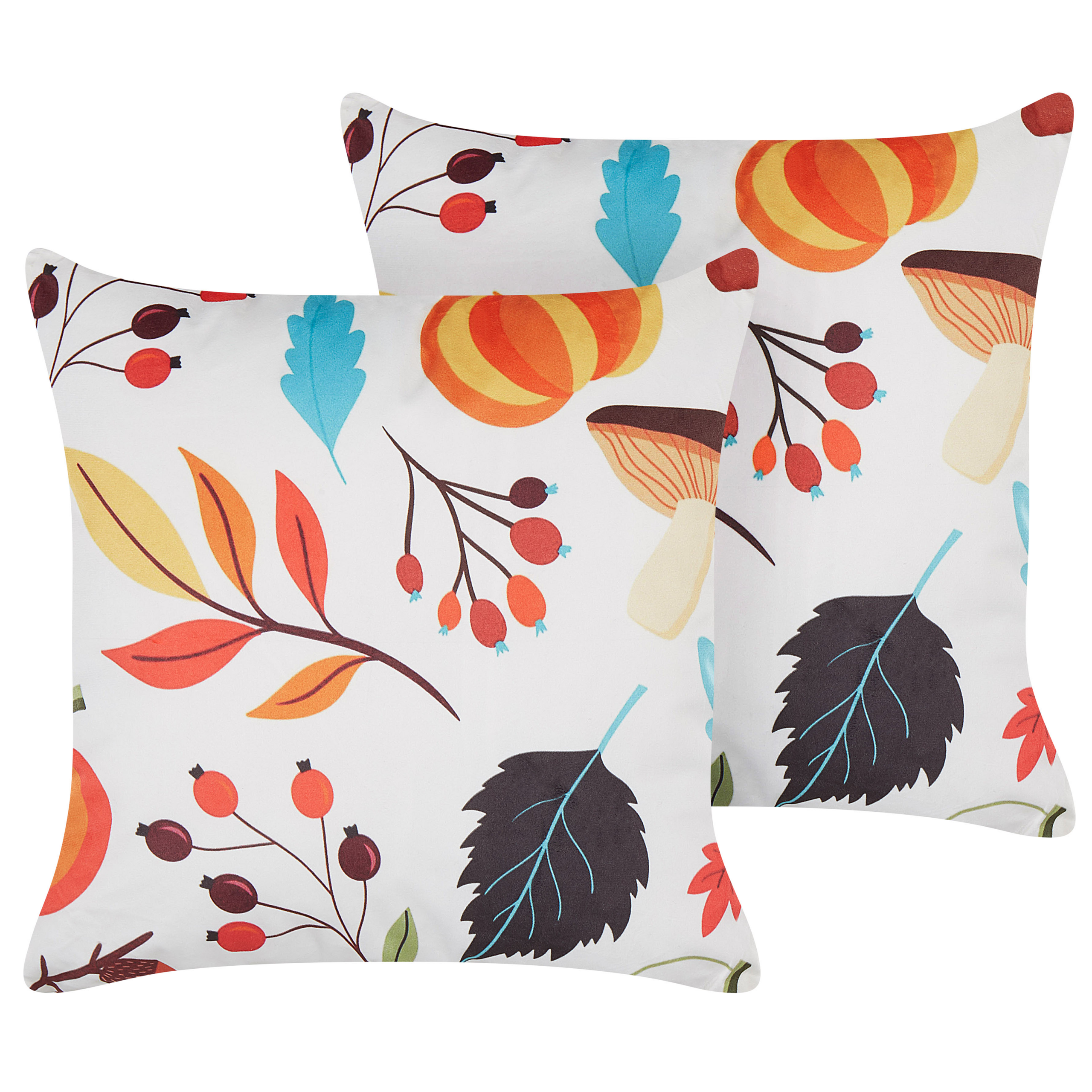 Set med 2 prydnadskuddar VISCARIA 45 x 45 cm Sammet Flerfärgad Växtmotiv