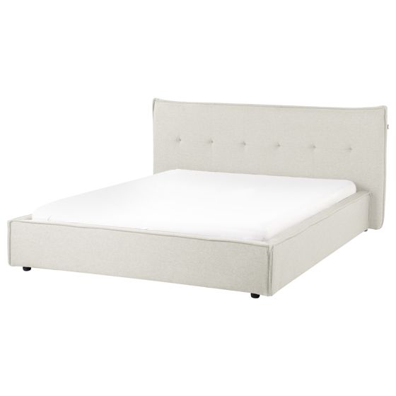 Säng med lamellram Konstlinne LESTRE 160 x 200 cm Off-White