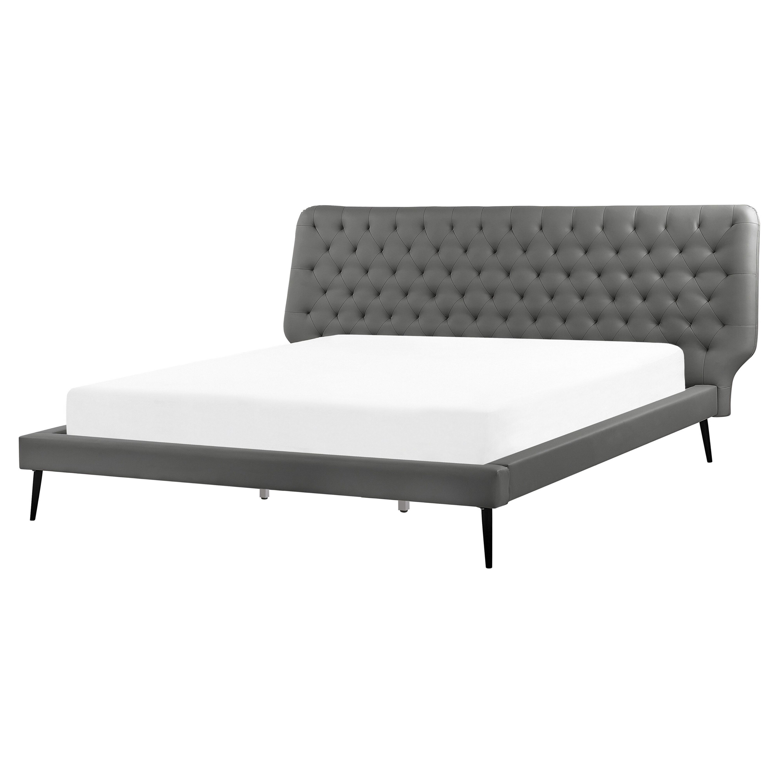 Säng med lamellram Konstläder ESSONNE 160 x 200 cm Grå