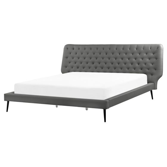 Säng med lamellram Konstläder ESSONNE 160 x 200 cm Grå