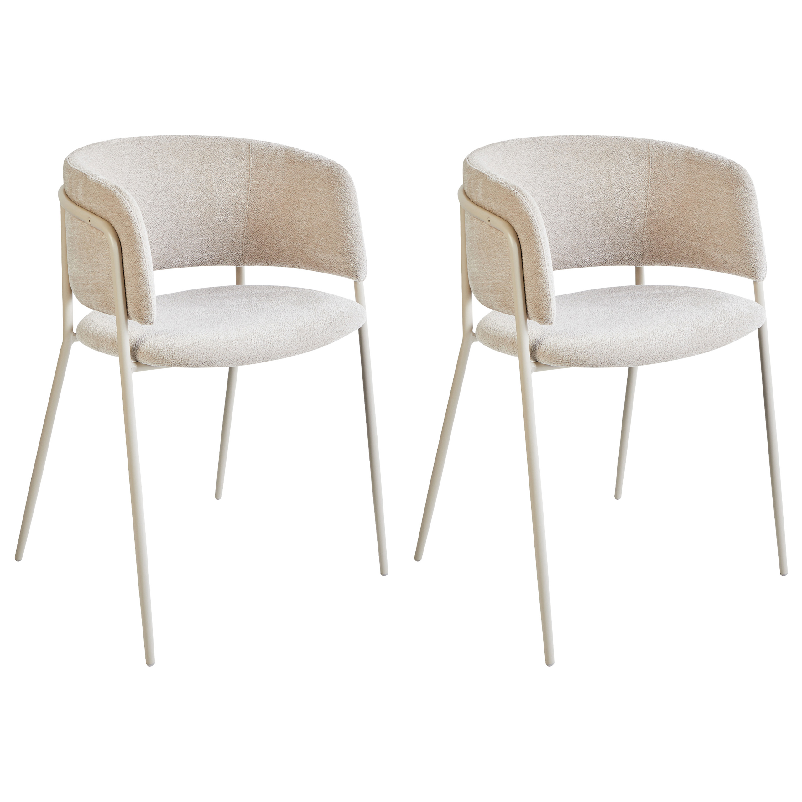 Set med 2 matstolar SPRINGER Chenille Ljusbeige