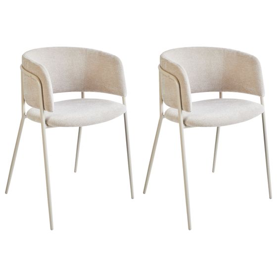 Set med 2 matstolar SPRINGER Chenille Ljusbeige