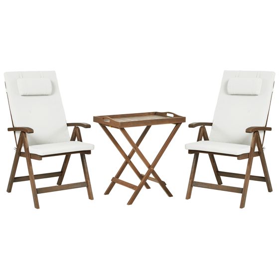 Caféset AMANTEA PREMIUM Akaciaträ Off-White