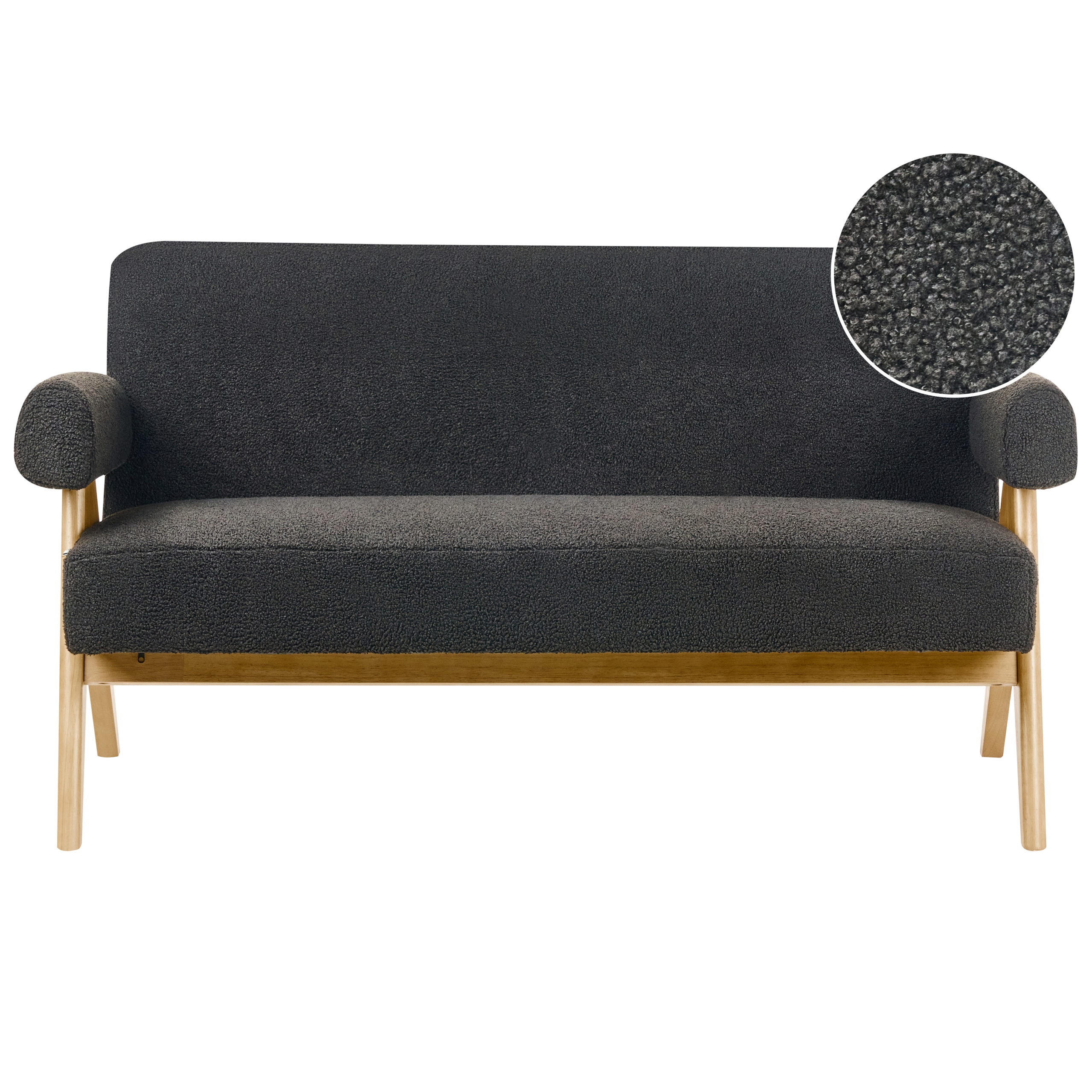 Soffa 2-sits TAMRE Bouclé Svart/ Ljusbrun
