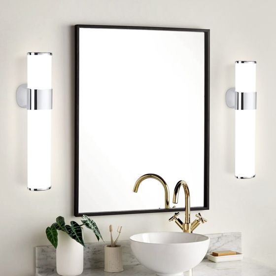 NETTLIFE LED - badrumsvägglampa, 2 st, set, LED - badrumsspegellampa - modern krom 6W, 30 cm vattentät, IP44 4000K