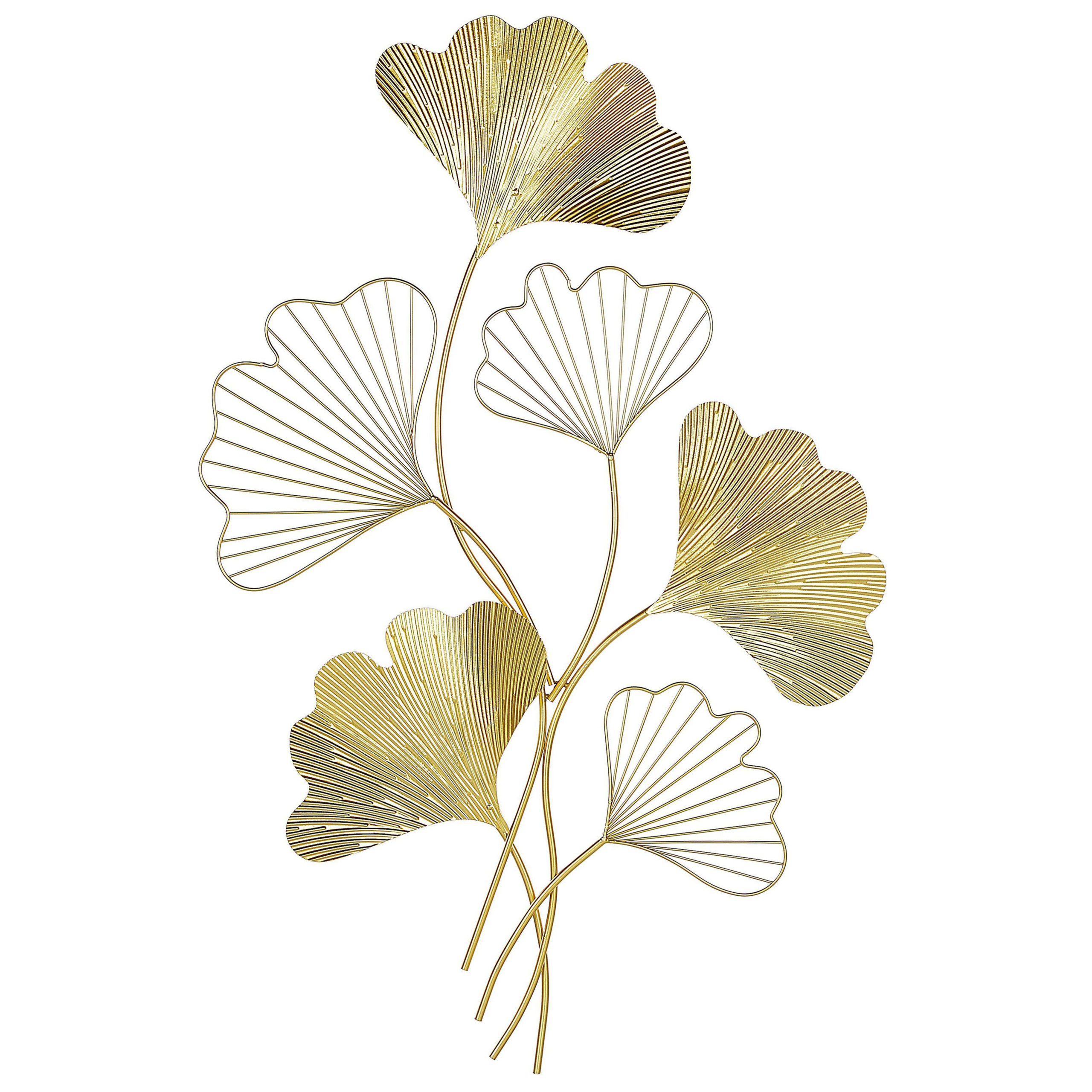 Väggdekoration Blomma INDIUM 79 cm Metall Guld