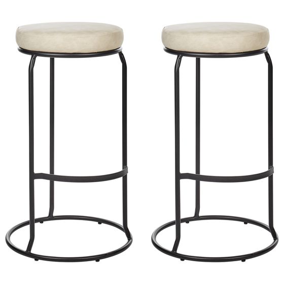Set med 2 barstolar MILROY Konstläder Ljusbeige