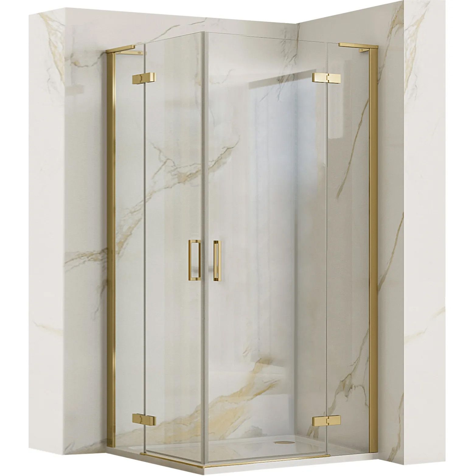 REA duschkabin HUGO DOUBLE 80x100 , Borstat guld, 80x100x200,5cm