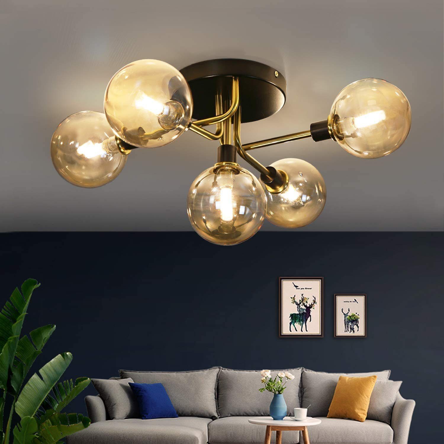 NETTLIFE LED-taklampa för vardagsrum, sovrum, 5 G9-glaskulor