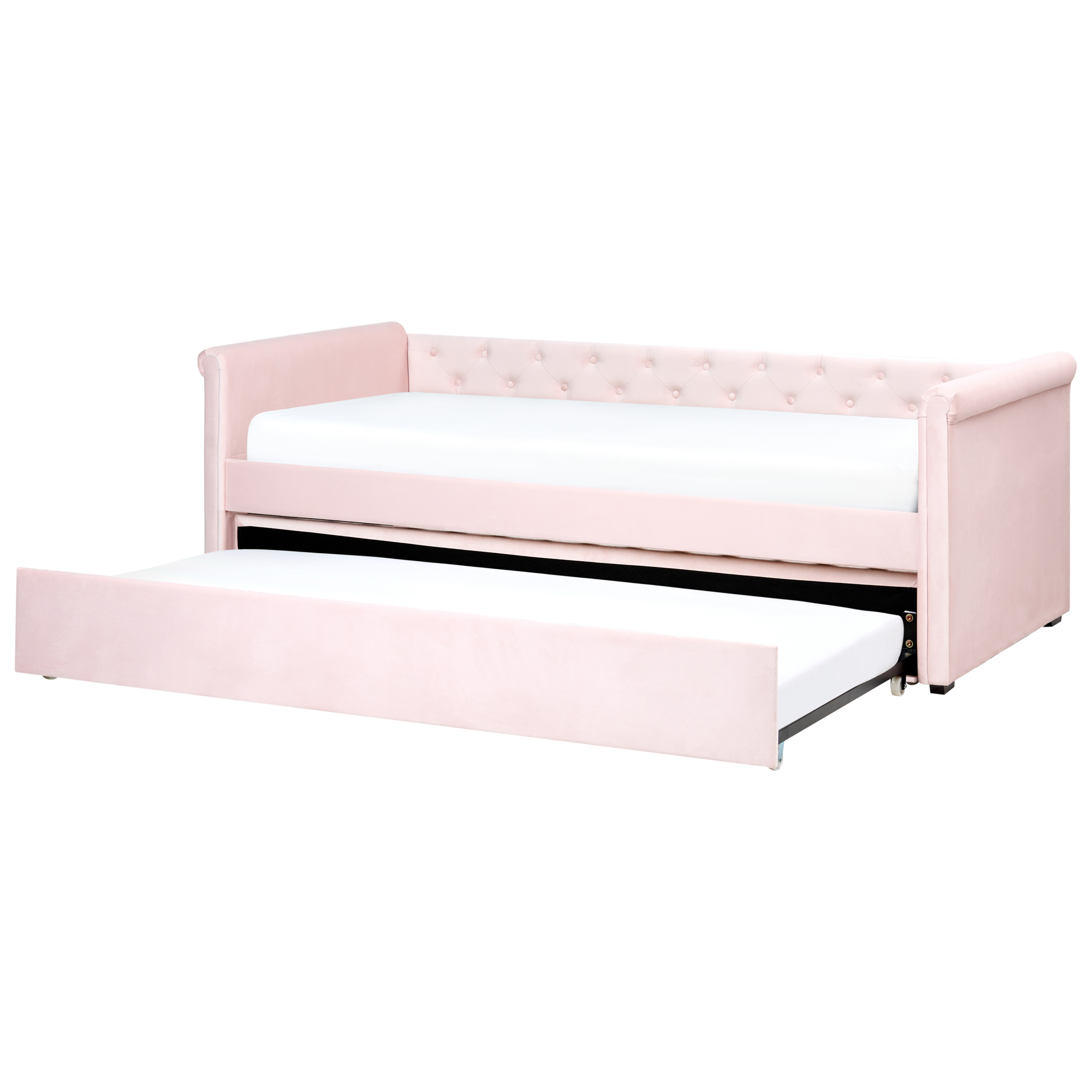 Utdragbar säng Sammet LIBOURNE 90 x 200 cm Pastellrosa