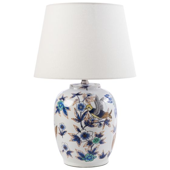 Bordslampa SUNJA Porslin Vit/ Blå