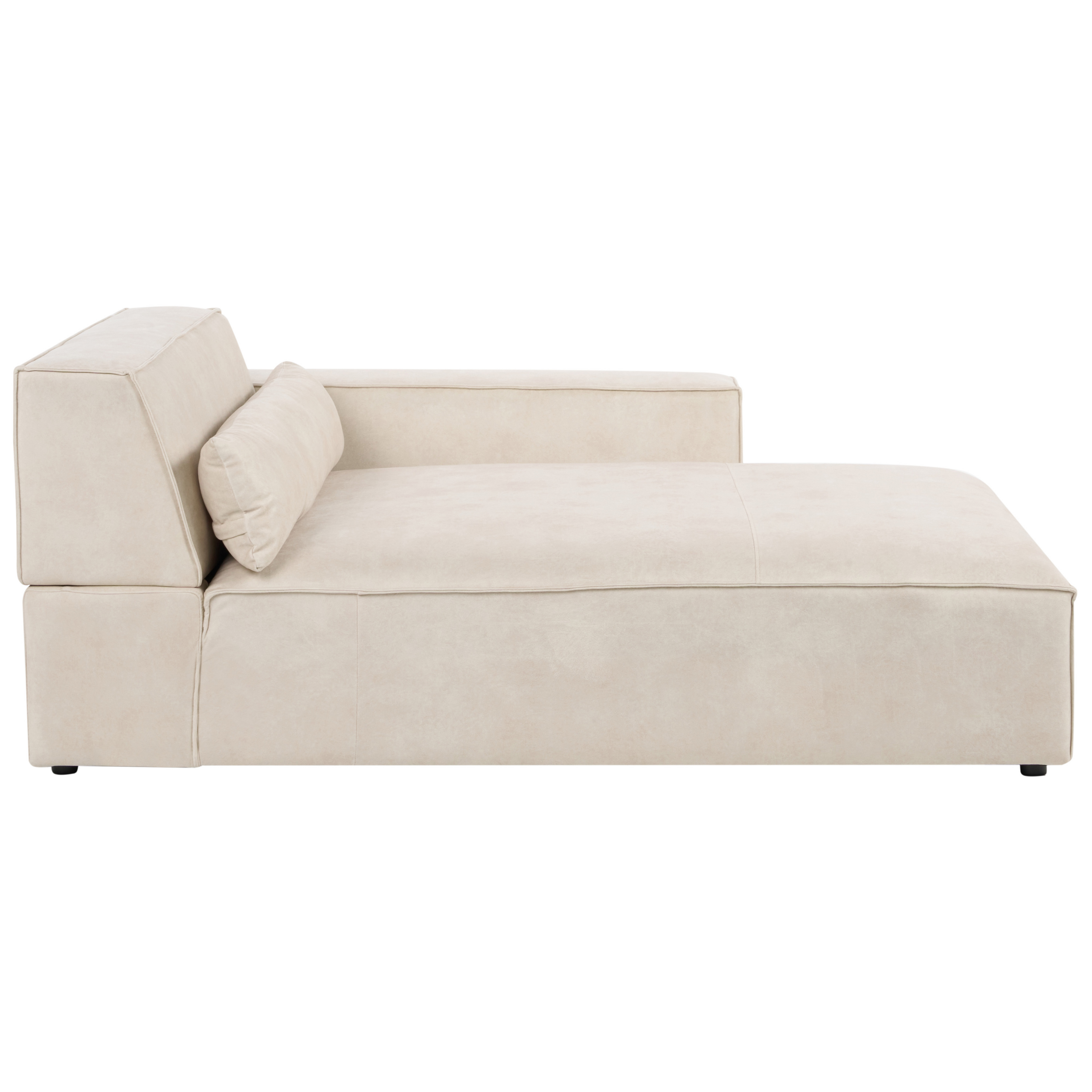 Vänstervänd schäslong HELLNAR Sammet Ljusbeige