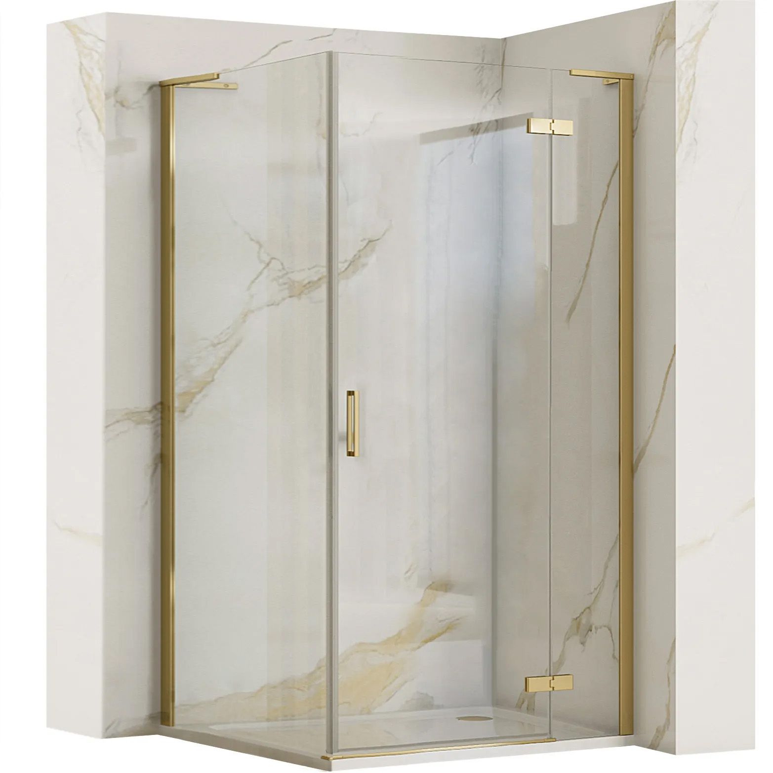 REA Duschkabin HUGO 100x90 Borstat Guld, 100x90x200,5cm