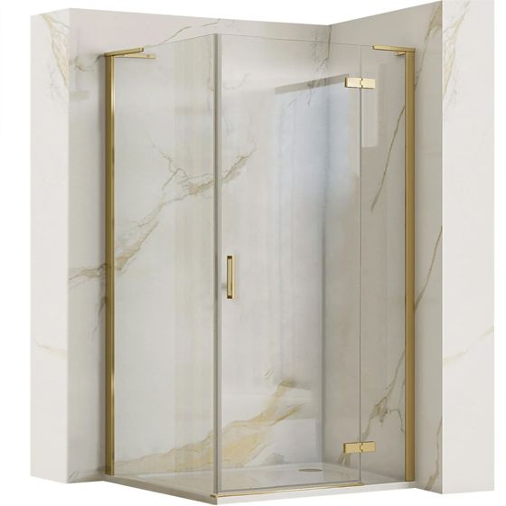 REA Duschkabin HUGO 100x90 Borstat Guld, 100x90x200,5cm
