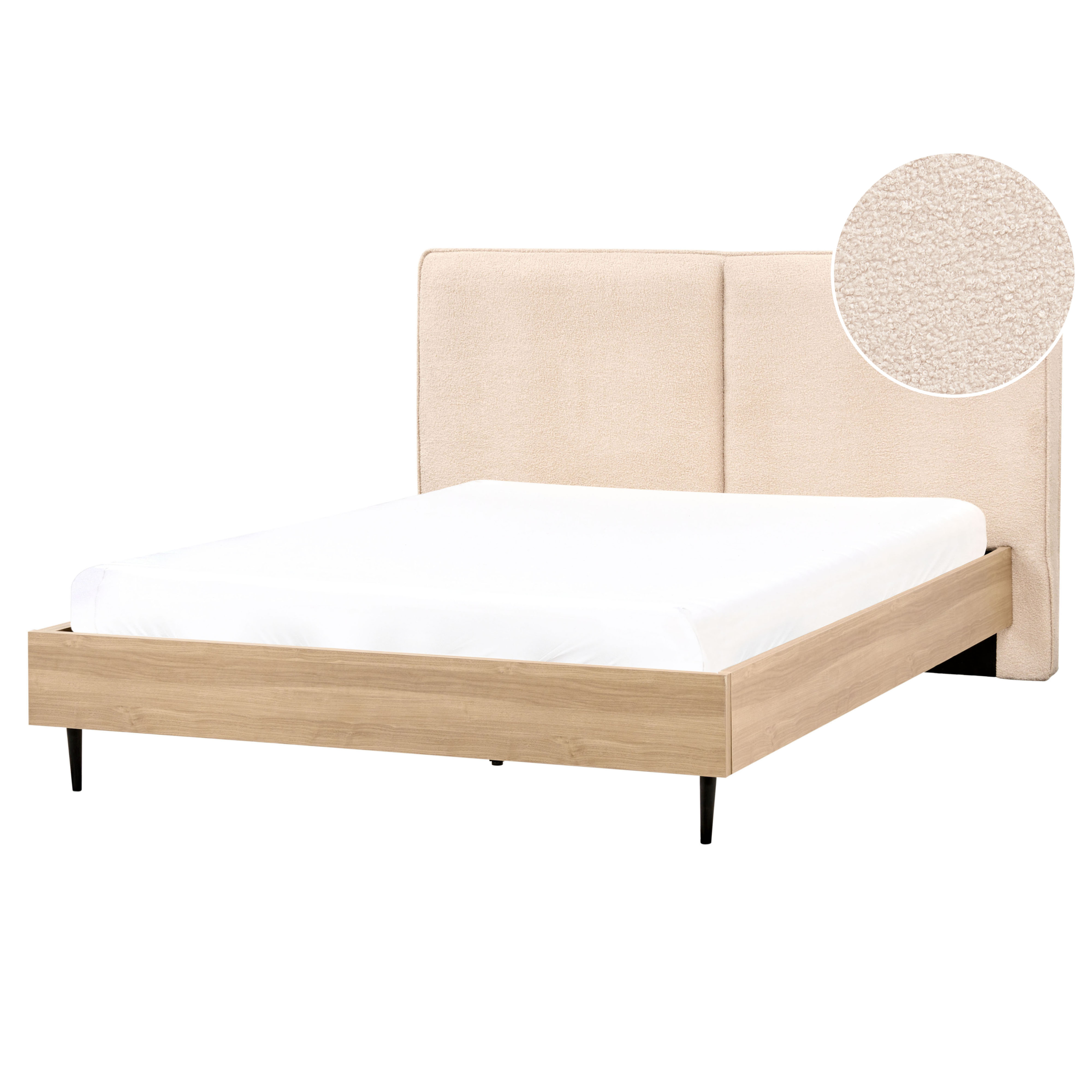 Säng med lamellram Bouclé IZERNORE 160 x 200 cm Beige
